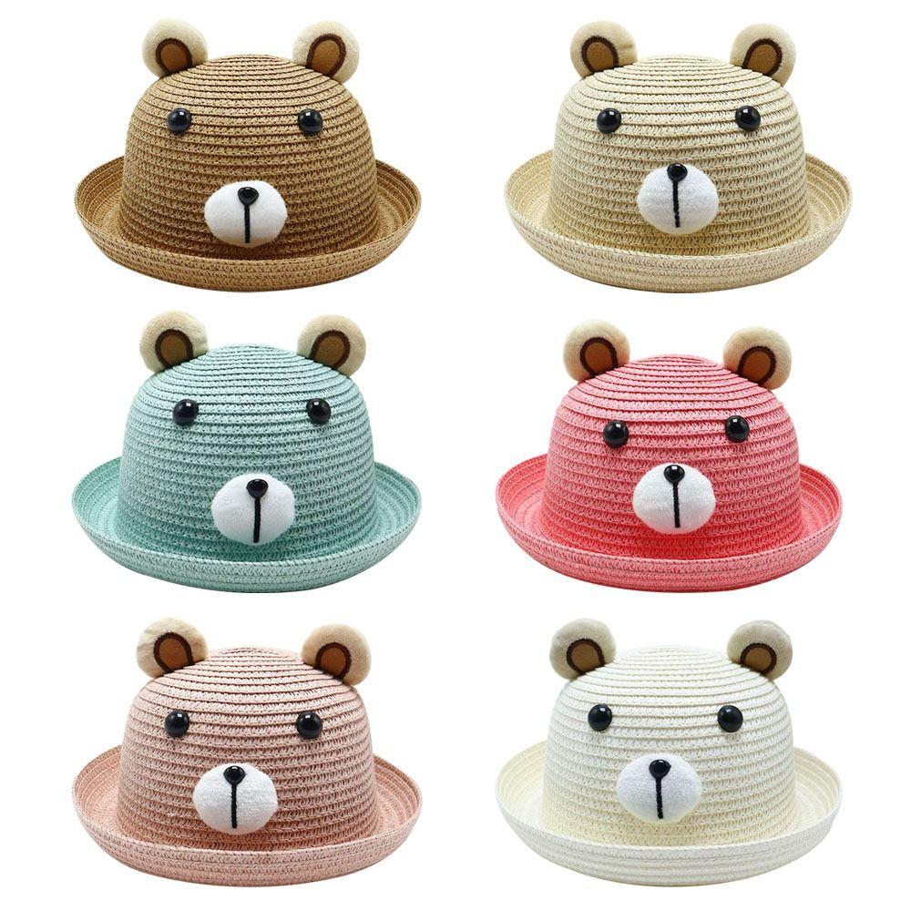 UV Protection Kids Bucket Hat Breathable Straw Hat Outdoor Sun Cap  Children Boys Girls