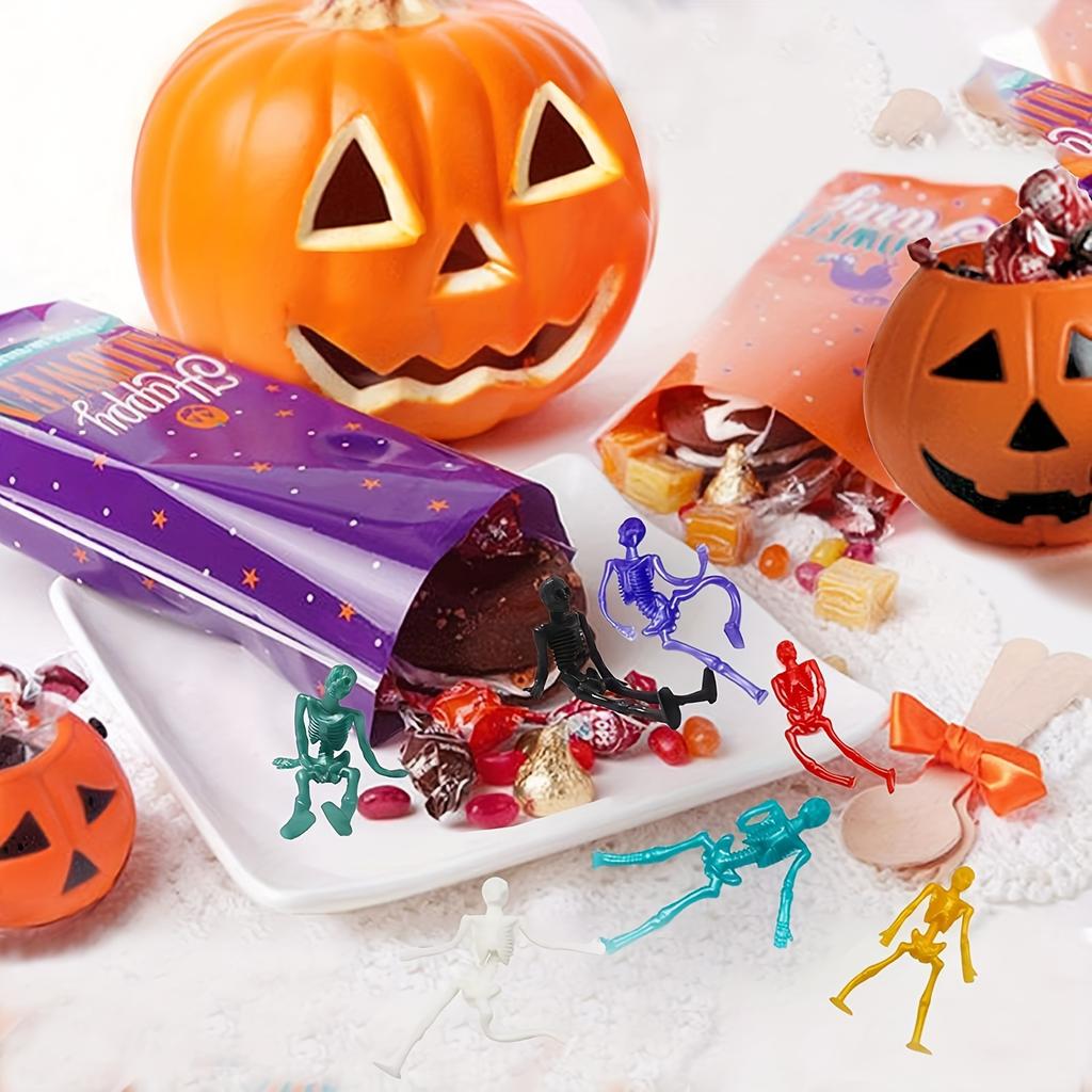 10/50pcs Stretchy Skeleton Sticky Toys Assorted Color Stretchy Skull Squishy Toy Set For Party Favor Happy Halloween Small Gift