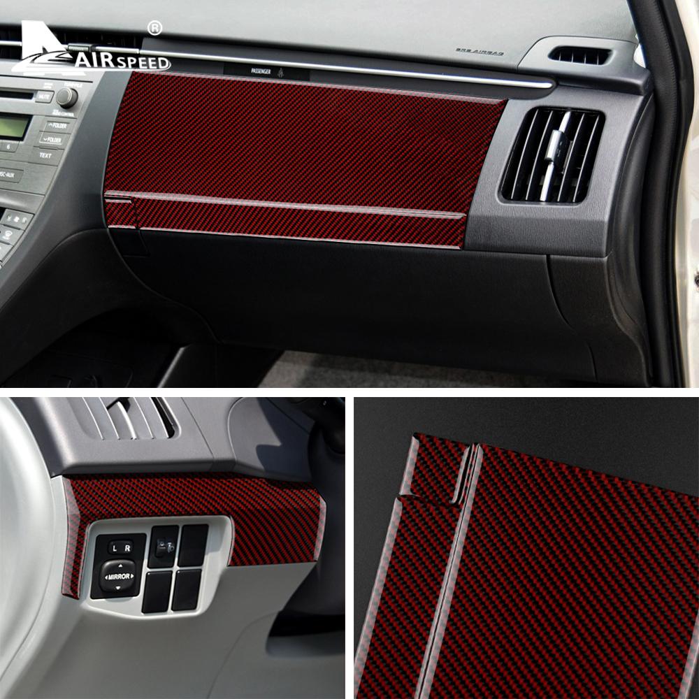 Real Carbon Fiber Sticker For Toyota Prius 2010 2011 Red Black Car Glove Box Cover Decor Interior TrimAccessories