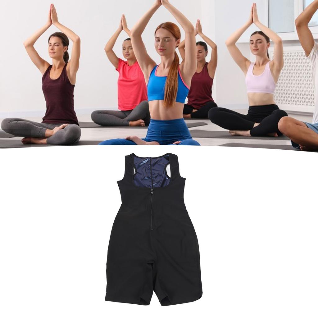 Костюм для сауны Потоотделяющий комбинезон для сауны Быстросохнущий боди для сауны с молнией сзади для тренировок в зале, бега, йоги Синий