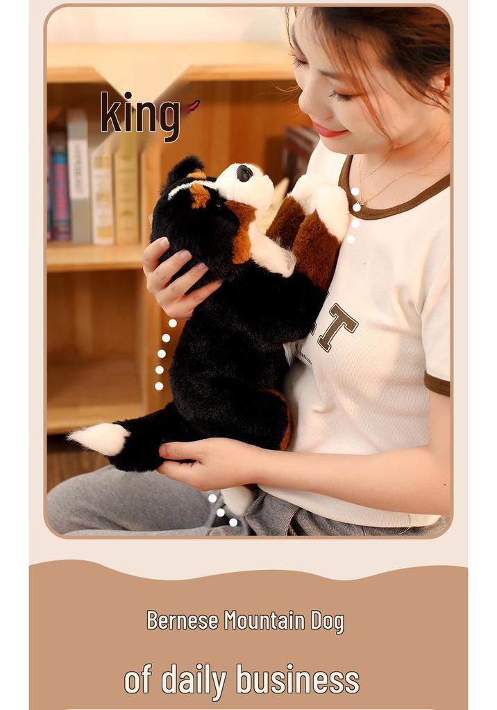 Adorable Bernese Mountain Dog Plush Toy – Realistic Sheepdog Cloth Doll Gift