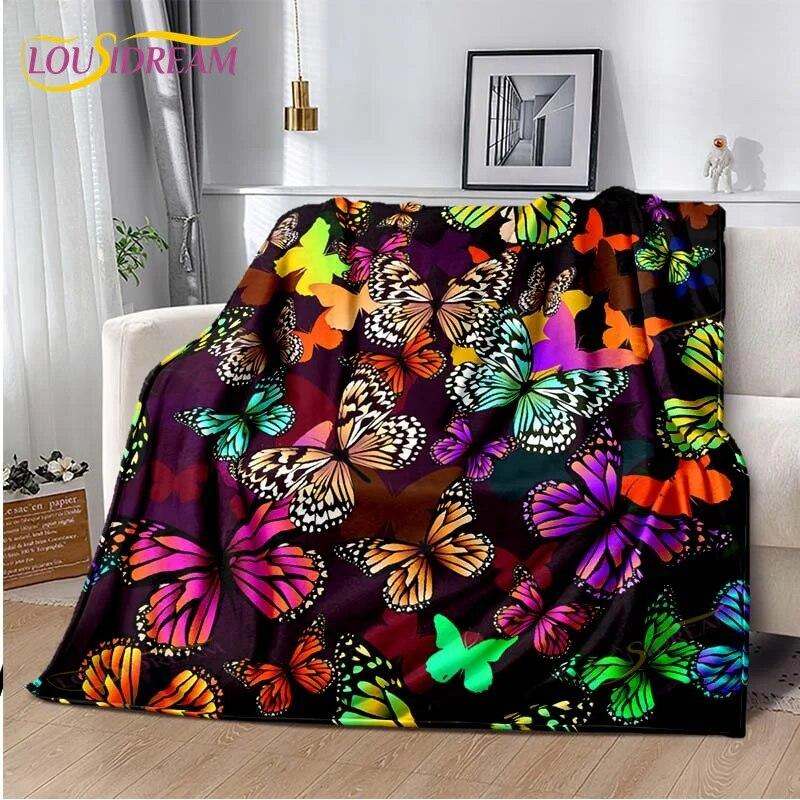 Одеяло с бабочкой, легкое мягкое плюшевое фланелевое одеяло для дивана, дивана, одеяло для пикника, одеяла для кроватей
