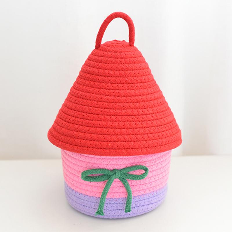 1 шт. Маленькие контейнеры для дома INS с крышкой Домашнее хранение Плетеные корзины из хлопковой веревки Богема 5 стилей