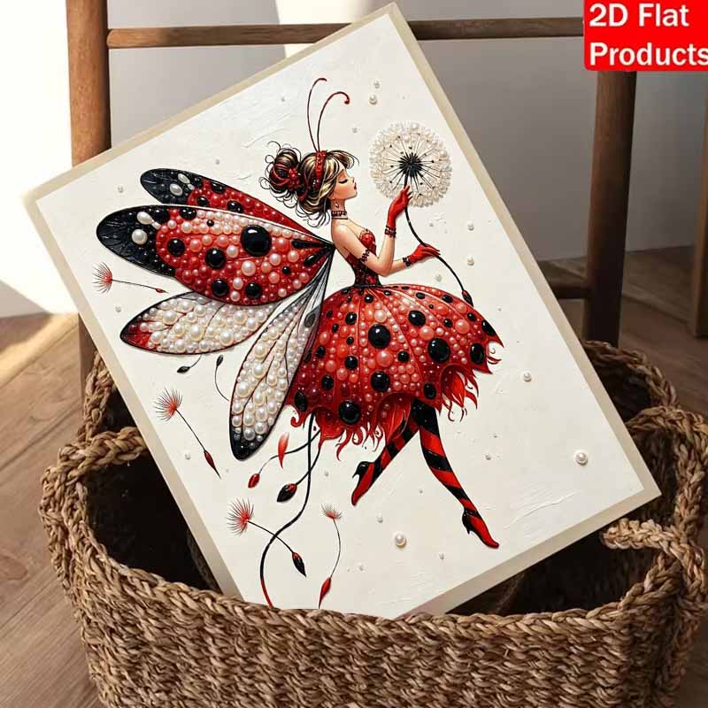 Pearl painting set 5D pearl mosaic art style Ladybug Fairy dandelion aesthetic home wall decoration.