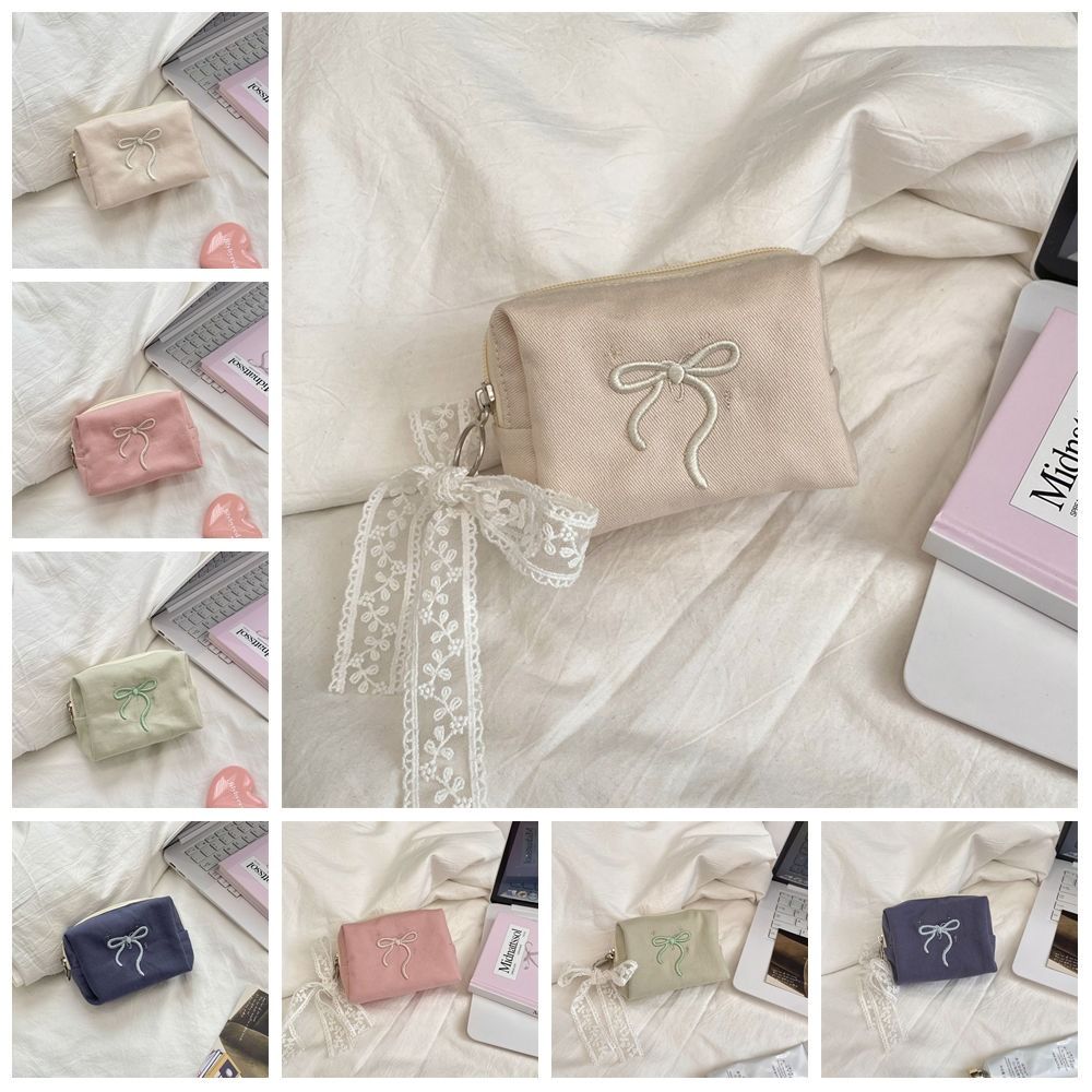 Bowknot Bow Coin Purse Portable Cosmetic Bag Square Sanitary Napkin Storage Bag  Travel