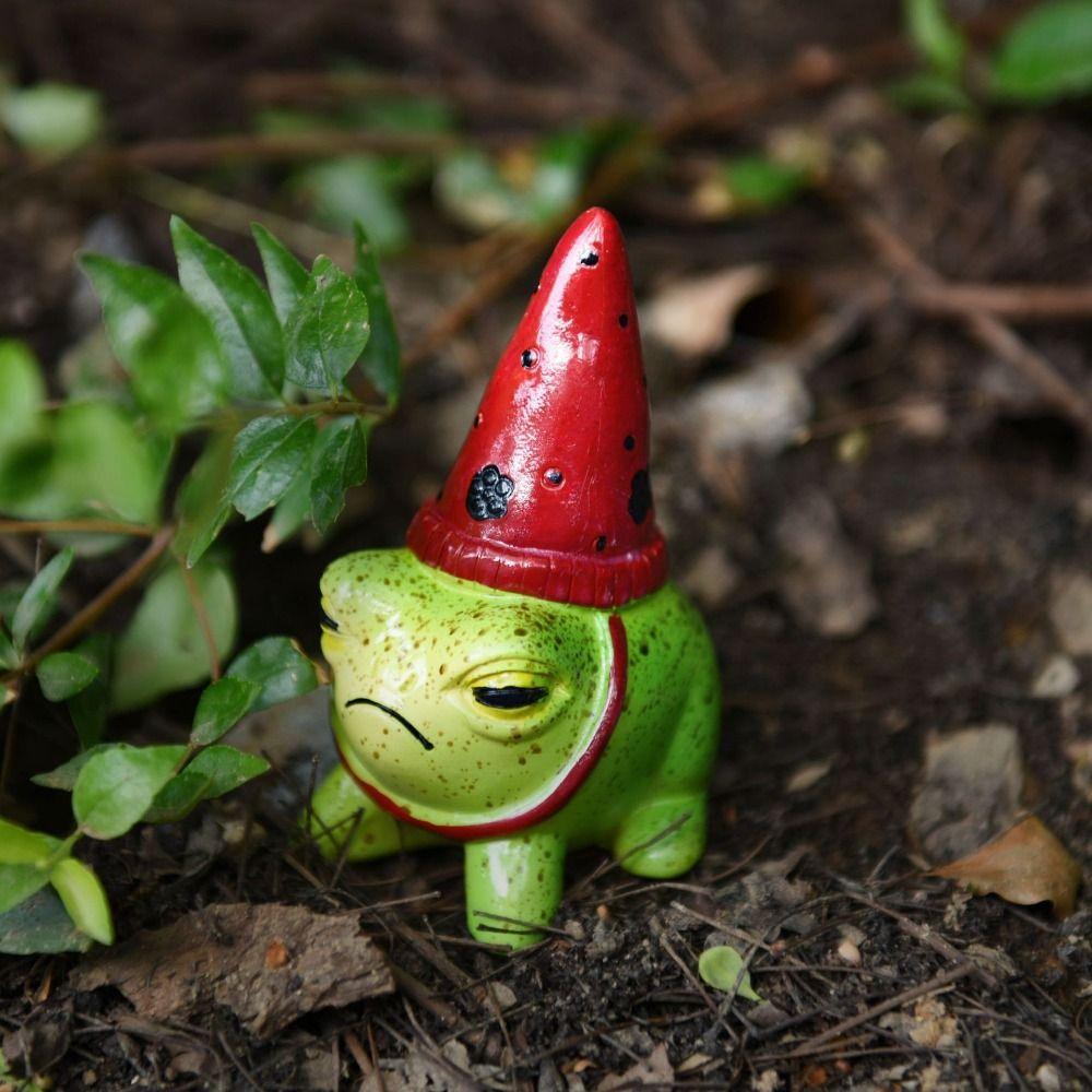 Маленькая статуэтка лягушки, мультяшное украшение из смолы, животное, забавная милая статуэтка лягушки для сада