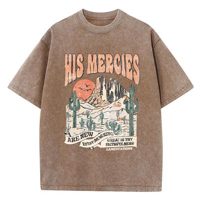 Его милости обновляются каждое утро Женская футболка Повседневные спортивные футболки Летняя дышащая одежда Крутой уличный стиль Короткий рукав