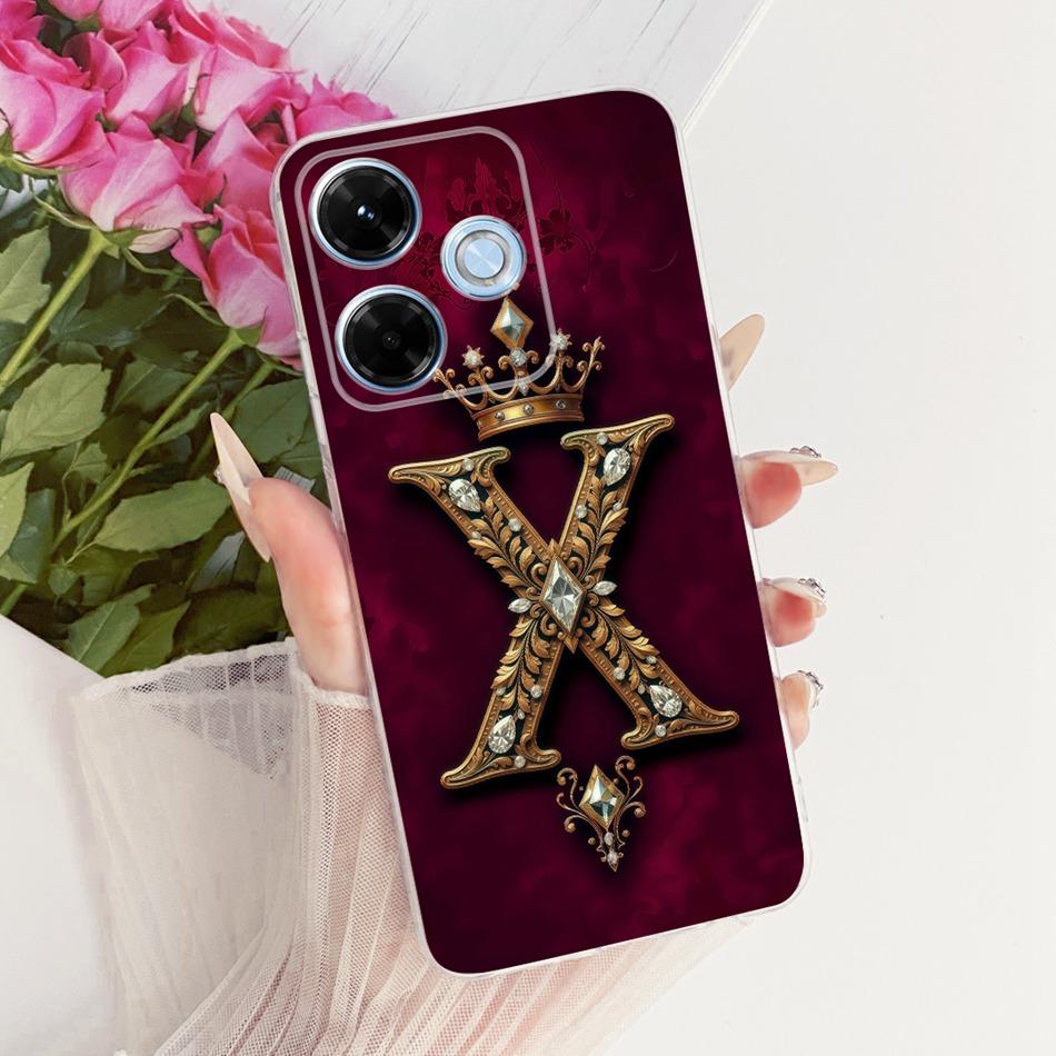 For Xiaomi Redmi 13X Royal Crown Initial Letter Couple Phone Case For Redmi 13X Soft Silicone TPU Covers Bumpers
