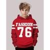 Ready for Fun! High-Quality Kids' Autumn Winter Hoodie with Iconic '76' Graphic, Versatile Street Style Long-Sleeve Top