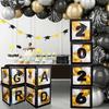 4 Pcs 2026 Grad Balloon Boxes Black Balloon Boxes with Letters So Pround of You Graduation Party Decoration