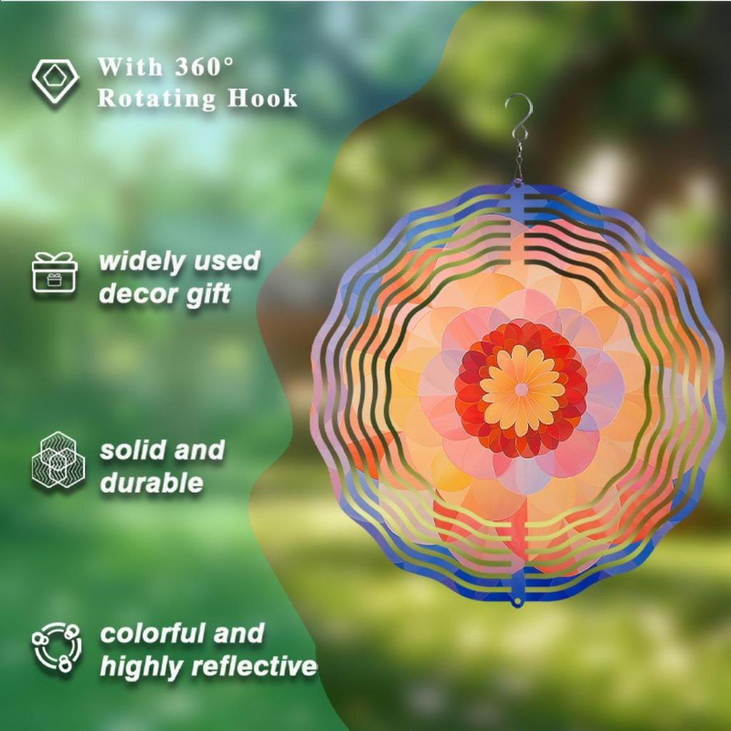 10 Inch Hanging Wind Spinner for Outdoor Garden Balcony Decor 360 Degree Rotating Hook No Batteries Needed Elegant Gift for Spring Summer