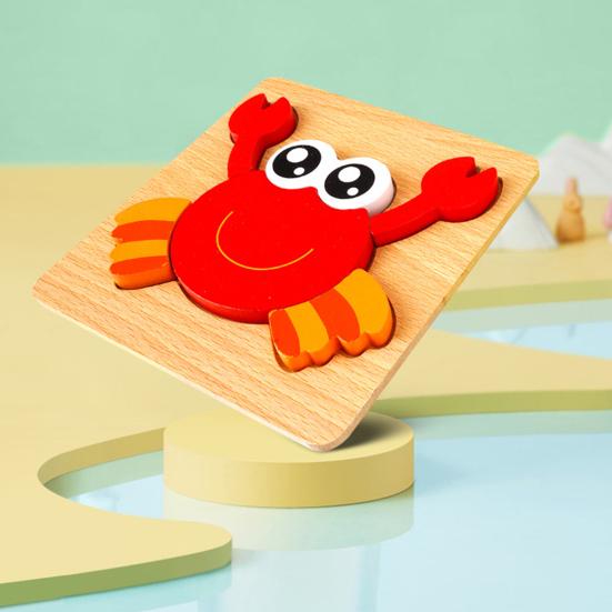 Toddlers Wooden Puzzle Animal Vehicle Cognition Preschool Early Education 3D Jigsaw Puzzle Colorful Block Assembly Toy Boys Girls Gift