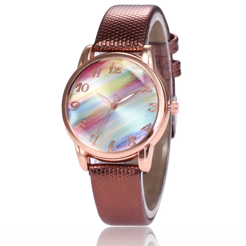 Women Fashion Rainbow Watch Leather Band Wrist Watch Casual Ladies Watch Women's Quartz Watches Relogio Feminino Montre Femme