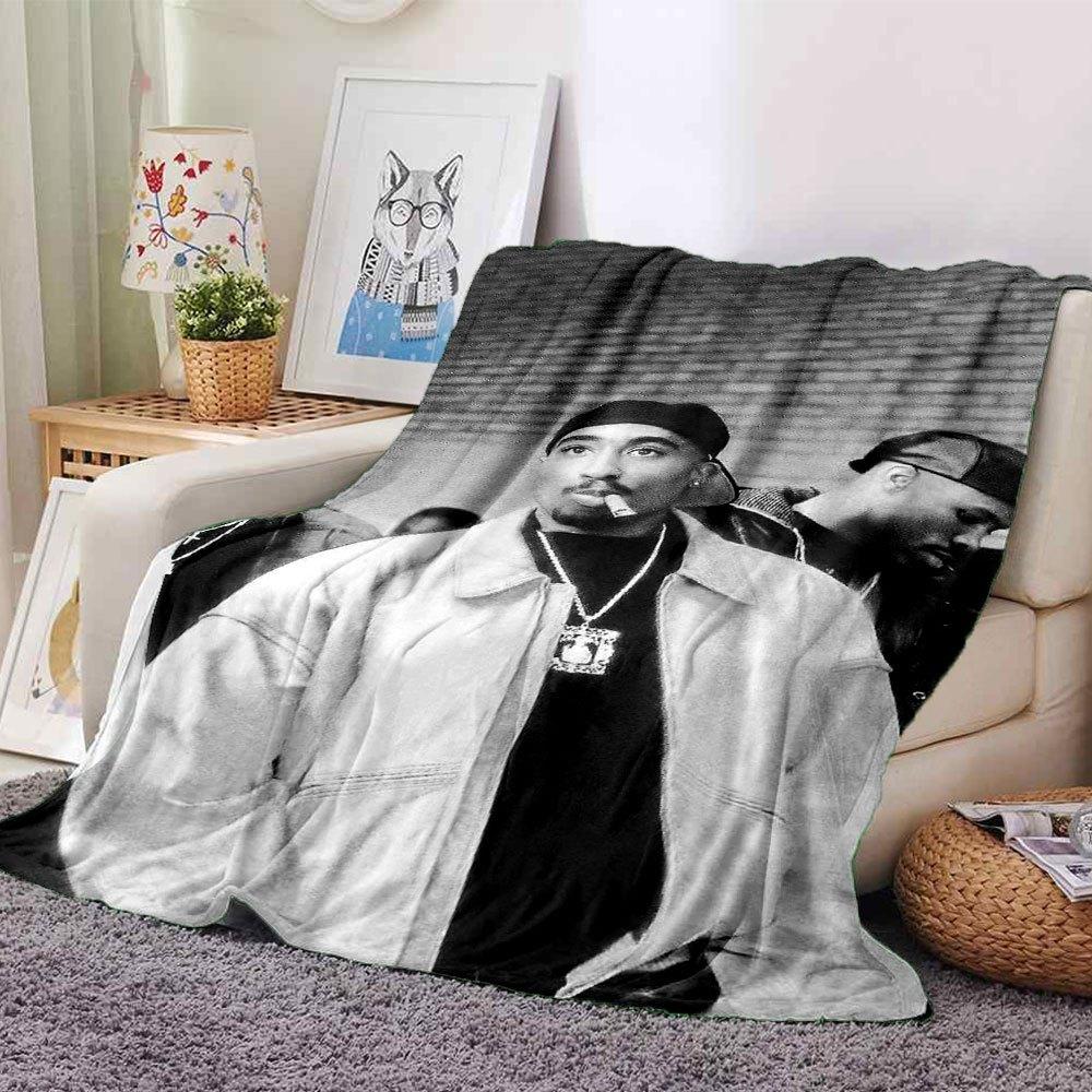 1 шт. Плед в стиле Hip Hop 2Pac, Мягкий, Легкий, Для всех сезонов, Многоцелевой плед для дивана, кровати, офиса и пикников, Французский стиль с культовыми обложками альбомов и цитатами
