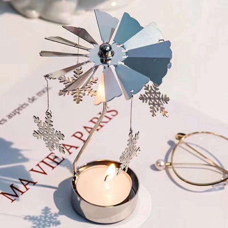 Серебряный подсвечник, украшение для дома, подарок на день святого Валентина, вращающийся подсвечник, декор для вечеринки, романтическая карусель, рождественская подставка для свечей