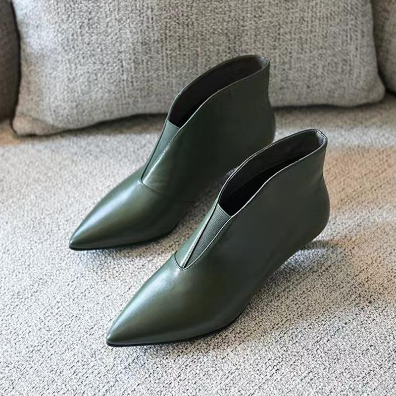 Модные женские кожаные ботильоны с острым носком, элегантные туфли на каблуках, женские ботинки челси 2024 года, дизайнерские зимние новые женские зимние ботинки