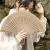 Wooden Folding Fan Chinese Style Hollow Ribs Portable Summer Hand Held Fan Decoration