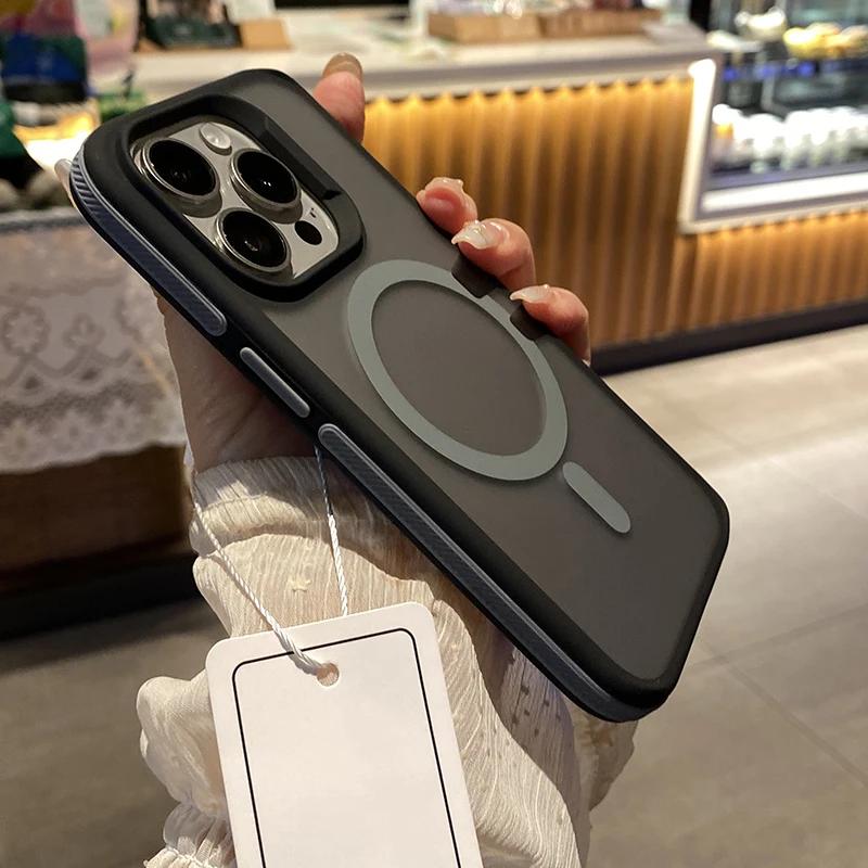 Новый чехол для телефона в стиле пэчворк для iPhone 16 15 14 13 12 11 Pro Max Plus с противоскользящим покрытием, прозрачный, с магнитным креплением Magsafe