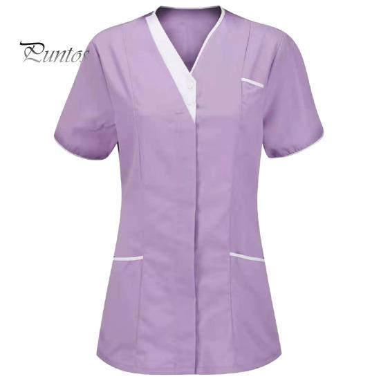 Униформа медсестры, скрабы, топы, женские комбинезоны с v-образным вырезом и короткими рукавами, карманы, лоскутная цветная рабочая одежда для кормления, рабочая одежда