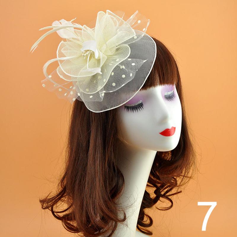1 шт. шляпка-фасинатор с перьями, жемчугом и бисерной отделкой, заколки для волос для девочки, аксессуары для волос, головной убор, цветок, женский
