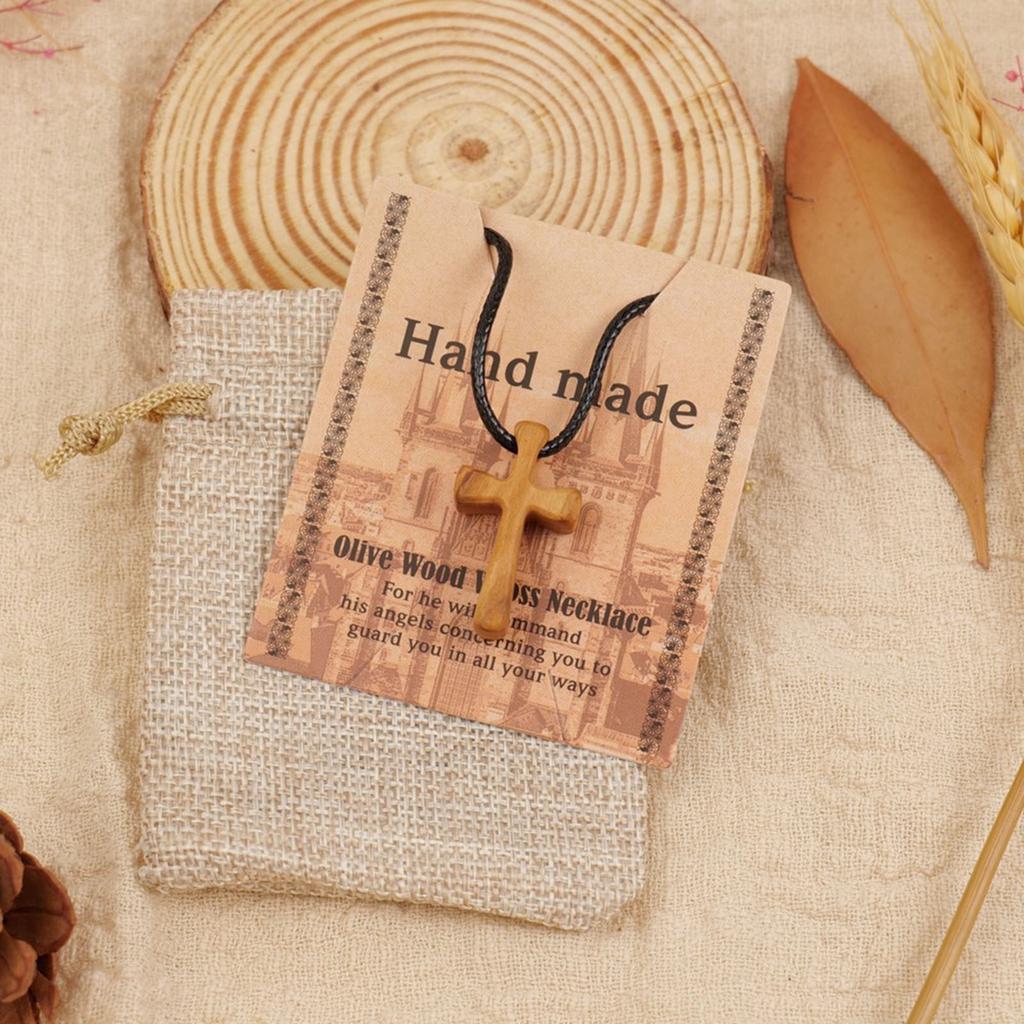 Wooden Prayer Cross Neckchain for Prayer and Comfort Religious Symbol Crucifix Pendant Necklace Unique Christian Choker