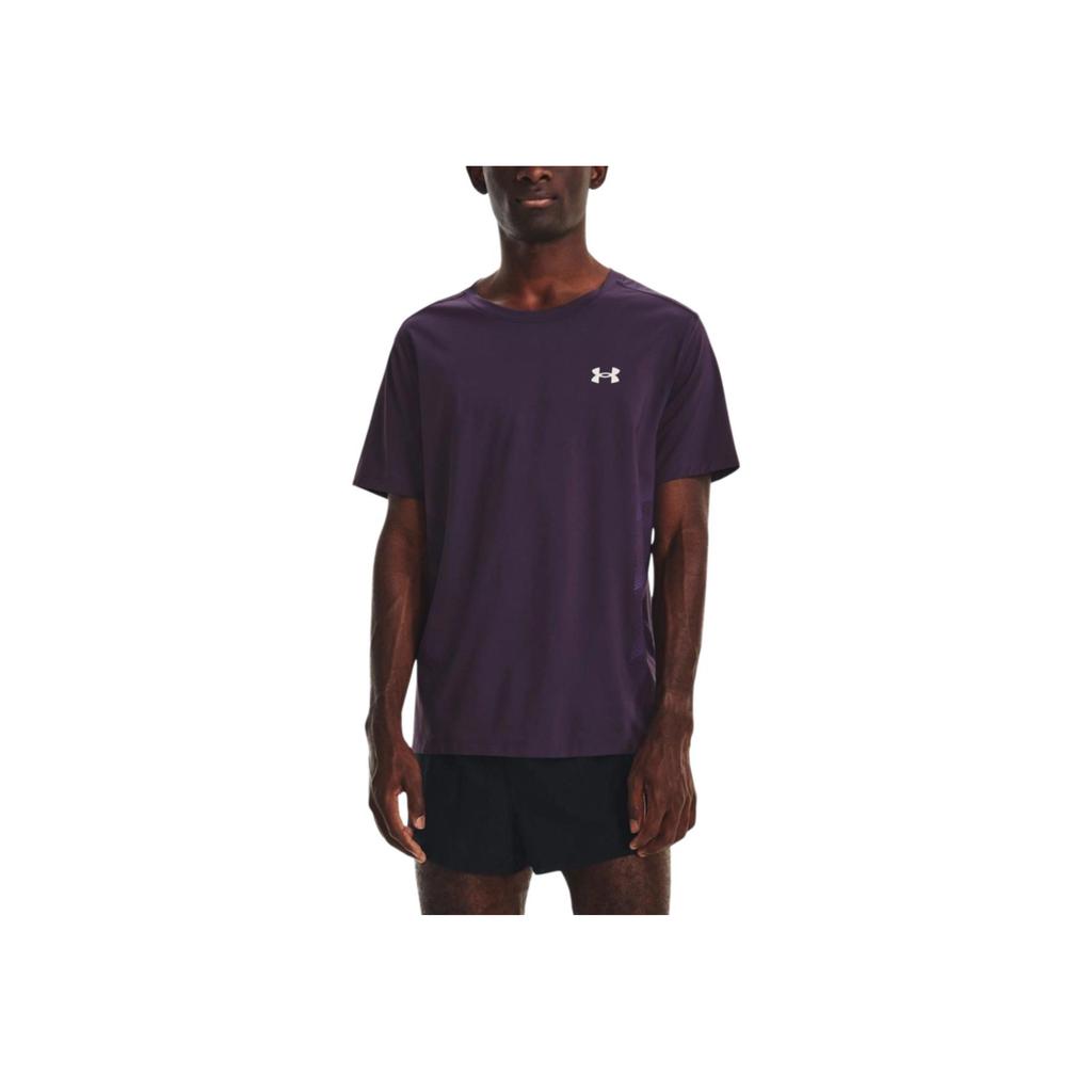 Under Armour Solid Color Crew Neck Sports Short Sleeve T-Shirt Men Tops Purple 1376518-541