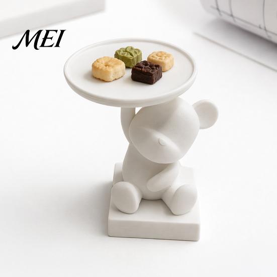 Cute Animal Ring Holder 3D Printed Polar Bear Storage Tray, & Jewelry Dish, Home Desk Display Tray Minimalist Organizer for Keys Coins Trinkets,