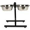 Dog Dining Accessory - - Stand + 2 Stainless Steel Bowls - 25 Cm - 2.8 L - Height Adjustable