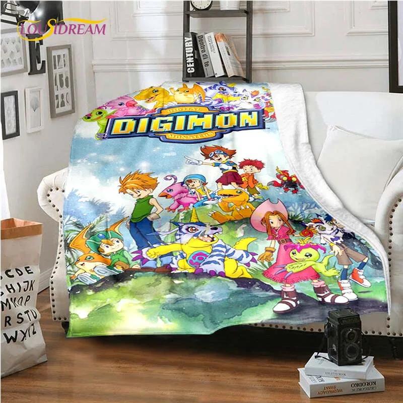 New Cartoon Digimon Blankets for Beds Anime Blanket Queen Size Soft Bed Sheet Rome Decor Winter Bedding Cover Kids Gift Picnic