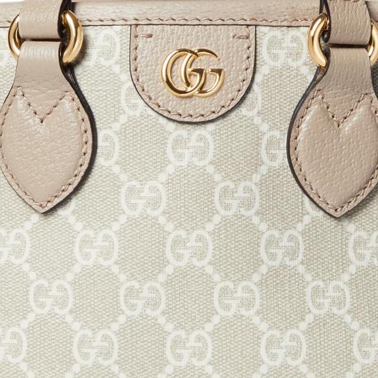 Gucci Ophidia Detachable Shoulder Strap Double G Logo Canvas And Leather Trim Mini Shoulder Crossbody Bag Women handbags Beige White 811716-FAA4G-9897