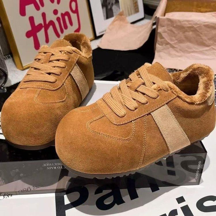 Осенние и зимние немецкие тренировочные туфли обувь новая бархатные Birkenstocks круглая голова ретро повседневные спортивные пушистые туфли