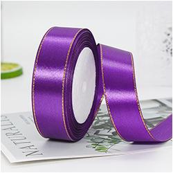 Gift Satin Ribbons Wholesaler 1inch 100% Polyester Christmas Ribbon Gold Wired Edged Satin Ribbon Roll Accept Print Logo