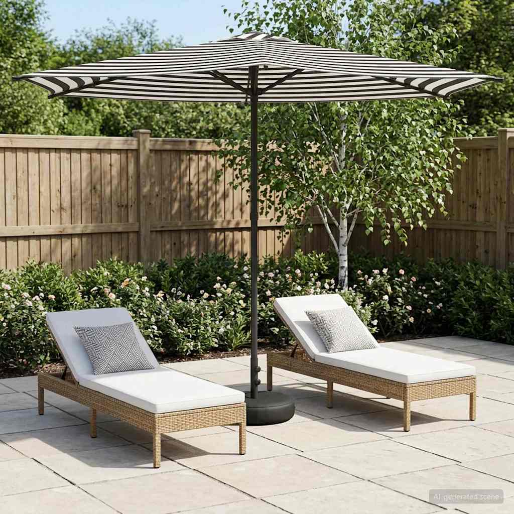 Garden Umbrella with Base 270 x 270 cm Polyester Rectangular
