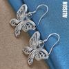 925 Sterling Silver Hollow Butterfly Piercing Earrings Fashionable Wedding Jewelry