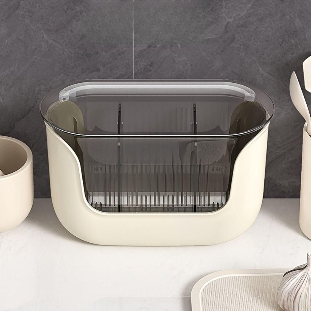Multifunction Cutlery Drain Rack 3 Grids Utensil Drying Rack Non-toxic Kitchen Utensil Holder Home