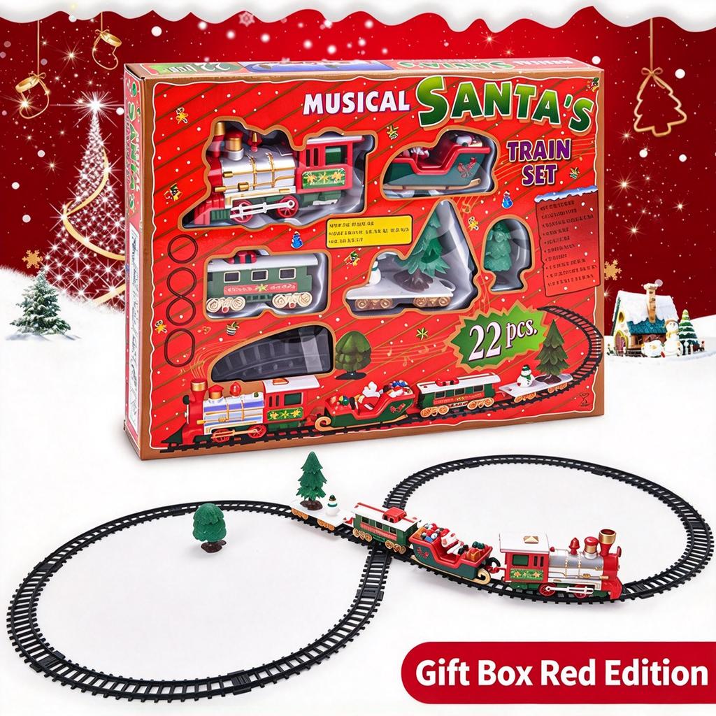 Christmas Electric Train Set Thomas Steam Engine Toy Kids Educational Gift Retro Railway Model Blue