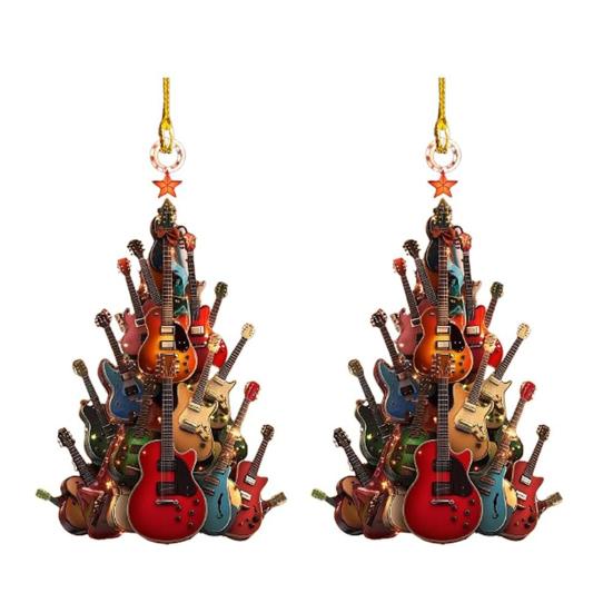 1/2 шт. гитара елочные украшения акриловые подвески с шнурком легко повесить гитара музыкальные инструменты украшения