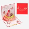 Envelope 3D Happy Birthday Greeting Card Pop Up DIY Birthday Cake Message Card Handmade Cartoon Fold Post Cards Party