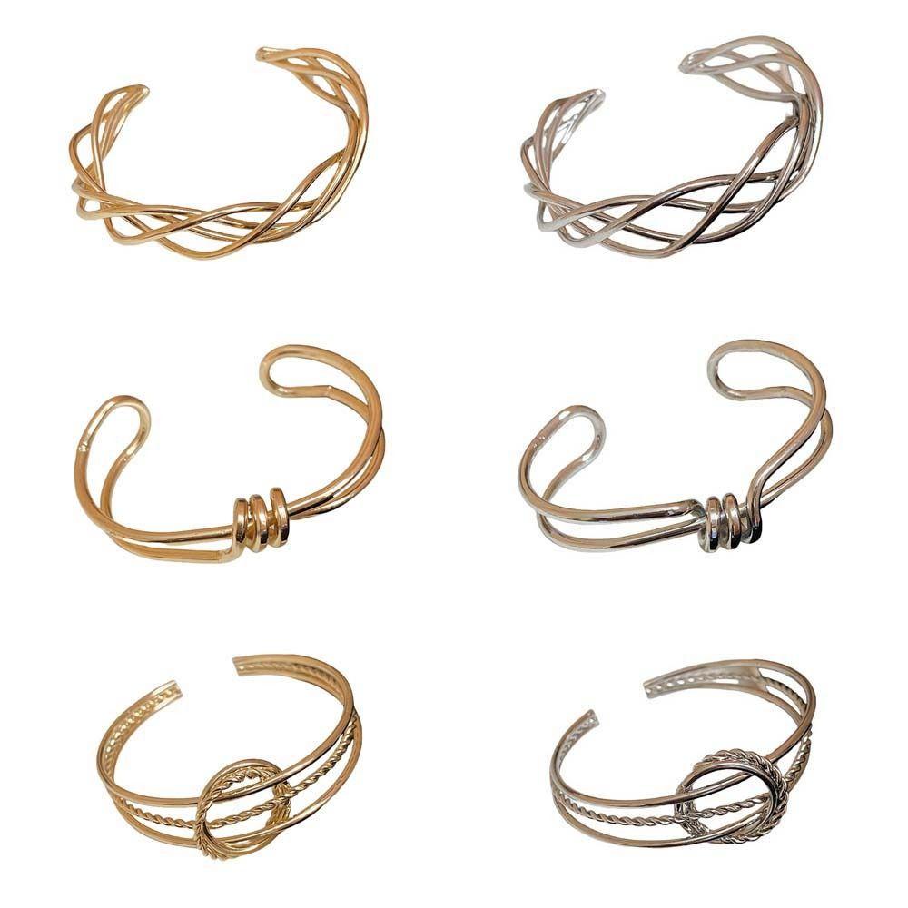 Железные браслеты-манжеты Золотой Серебряный Преувеличенный браслет Уникальный широкий открытый браслет Девушки