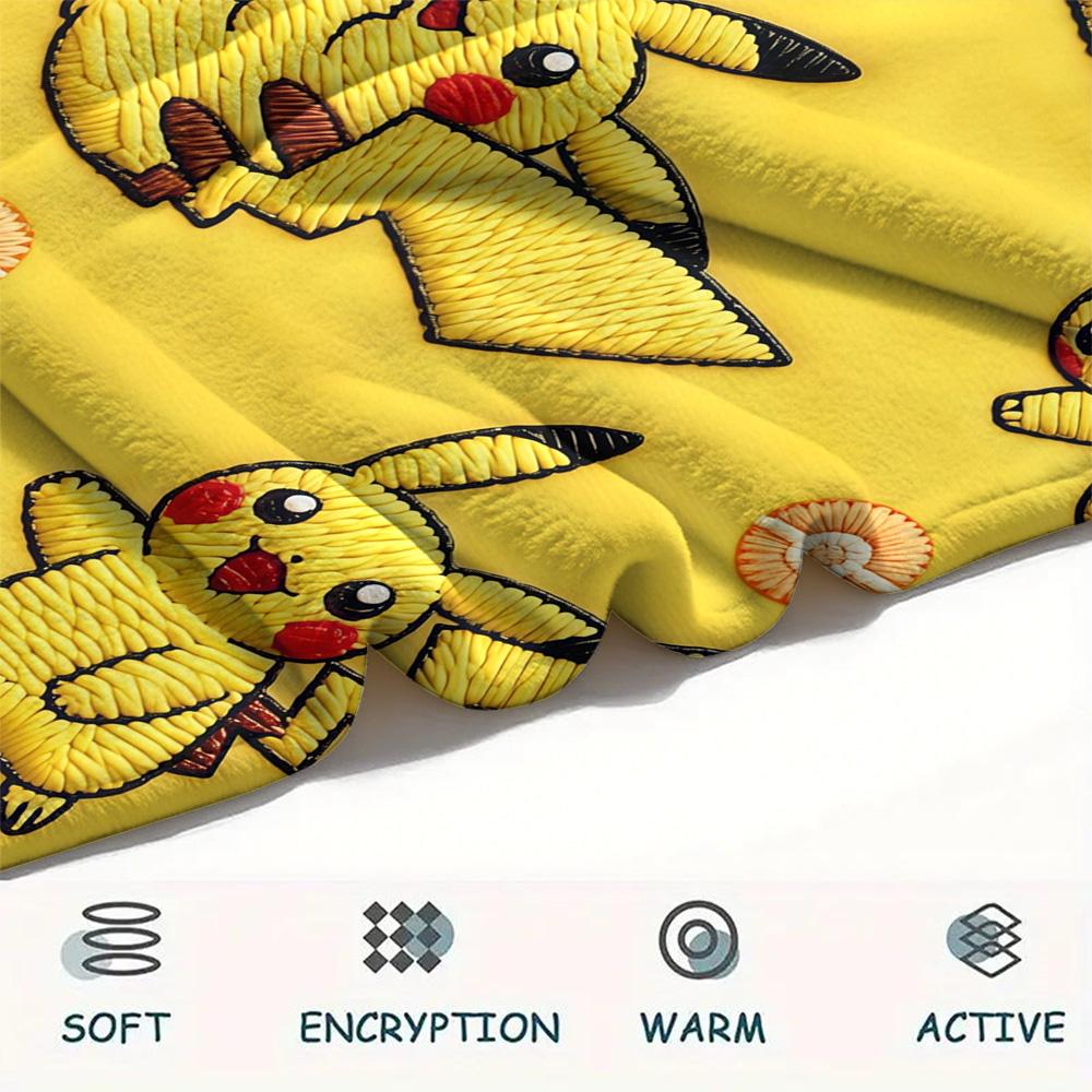 Pikachu Flannel Blanket, High quality Comfortable for All Seasons, Home Decor, Warmth and Comfort