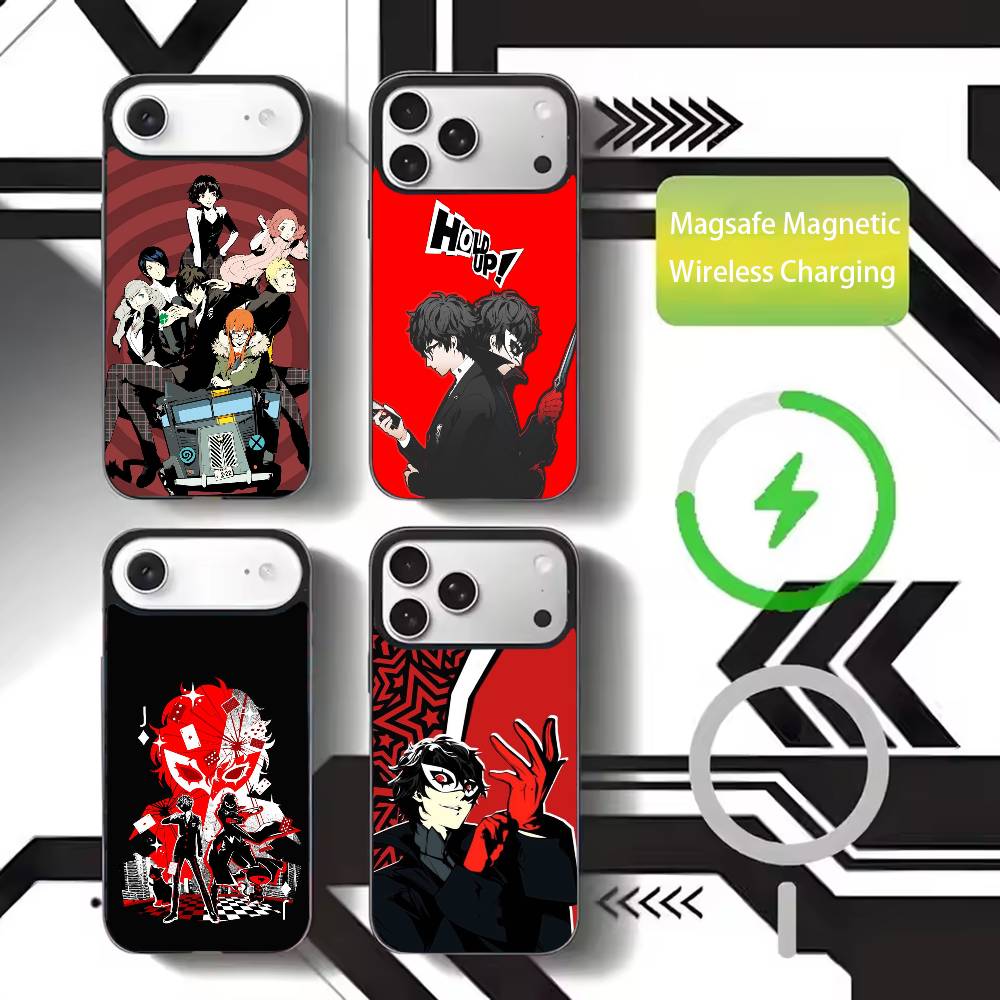 Чехол для телефона P-Persona 5 для iPhone 17, 16, 15, 14, 13, 12, 11 Plus, Pro Max Магнитный для беспроводной зарядки Magsafe
