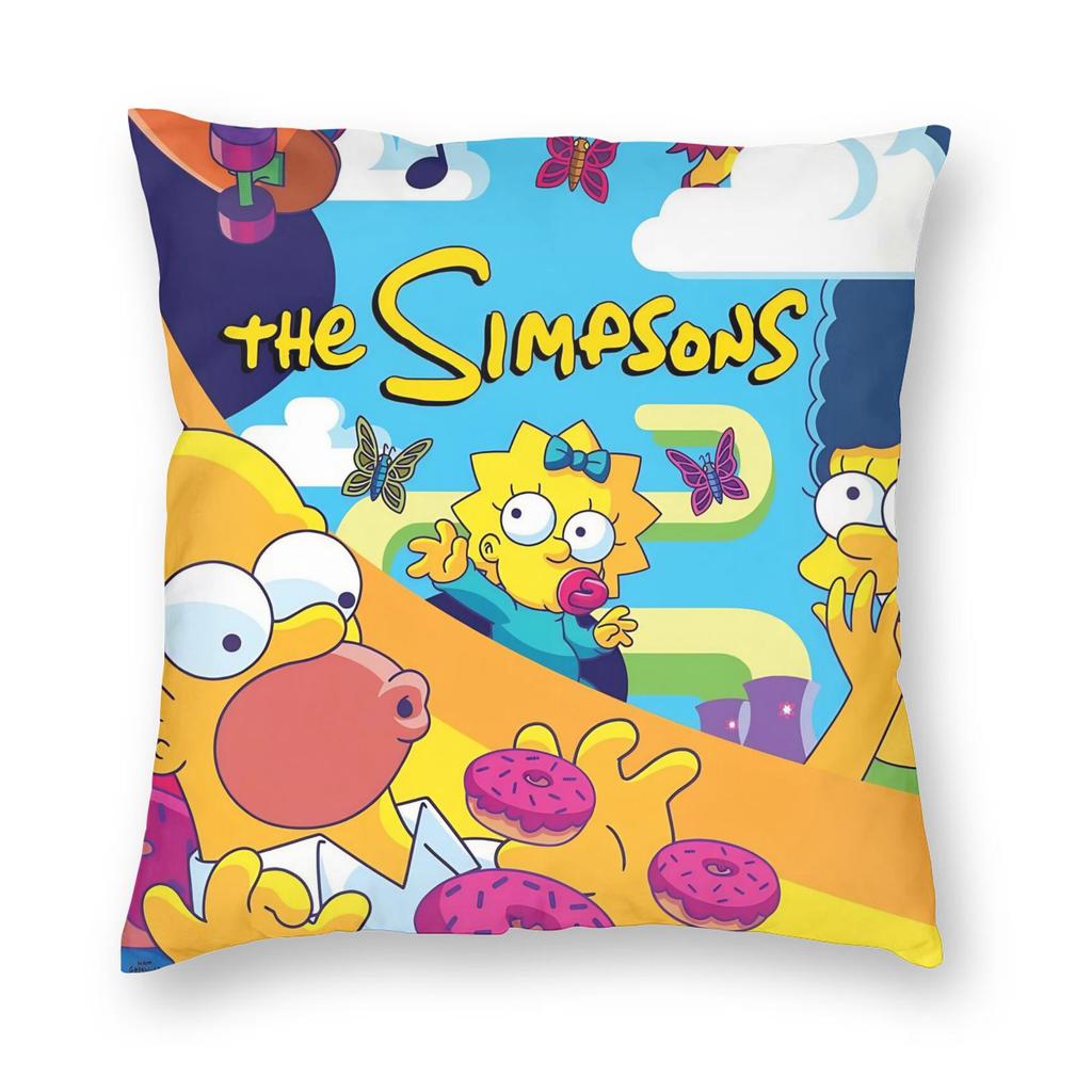 Simpsons Cartoon Pillowcase Soft Polyester Cushion Cover Decorative Throw Pillow Case Cover Home Square