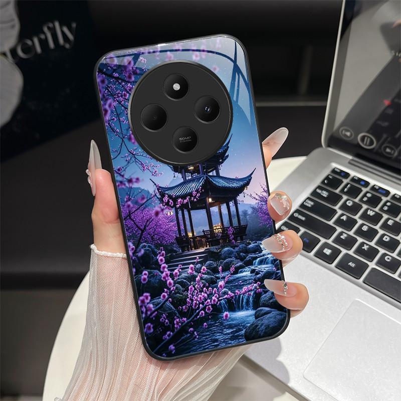 For Redmi 14C / Poco C75 Phone Case Trendy Design Tempered Glass Bumper For Xiaomi Redmi 14 C 4G 5G Full Protection Back Covers