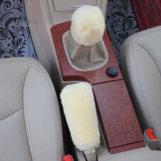 Gear Shift Sleeve 1 Set Handbrake Cover Soft Non-slip Grip Covers Knob for Auto Plush