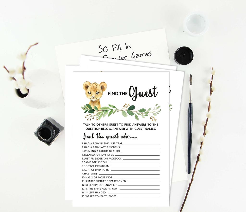 Inkdotpot Игровой набор для детского душа из 50 игр BabyA AlphabetA ABCA для вечеринки Baby Cheetah Jungle Animals