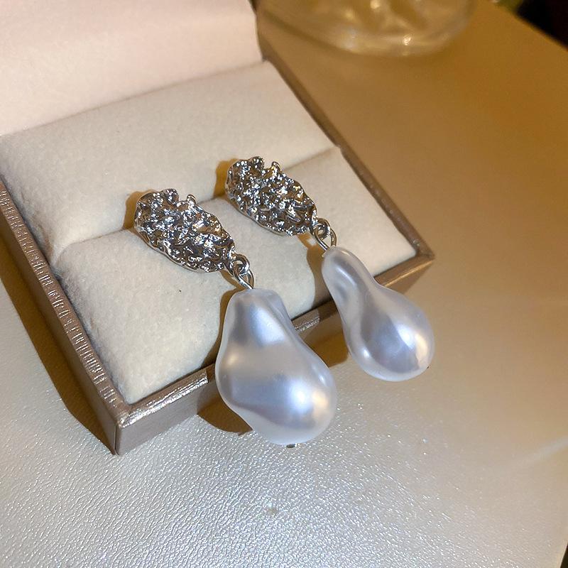 Прочные Геометрические Серьги с Неправильным Жемчугом для Женщин Персонализированный Дизайн Подвески Серьги Модный Универсальный Стиль Циркон