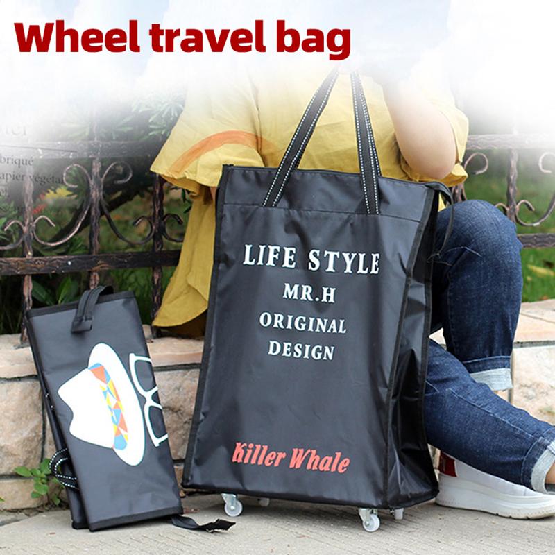 Универсальная сумка на колесах Oxford Spinning Дорожная сумка Женская сумка для покупок Большая вместительная сумка Портативная складная багажная сумка для коротких расстояний