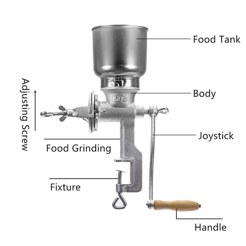Чугунная ручная кофемолка с ручкой для помола кофейных зерен, кукурузы, пшеницы, зерна, орехов, злаков, кофейной посуды, мельница, инструменты для кухни, серебристая