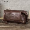 CONTACT'S Genuine Leather Clutch Bags for Men High Quality Zipper Tote Handbags Men Wallets Travel Bags Phone Pocket