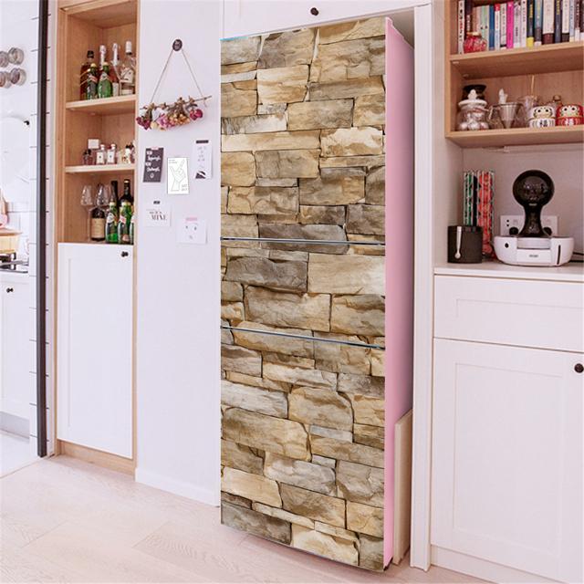 3D Flowers Self Adhesive Refrigerator Wrap Freezer Sticker Art Fridge Door Cover Wallpaper Relief Flower Kitchen Accessories